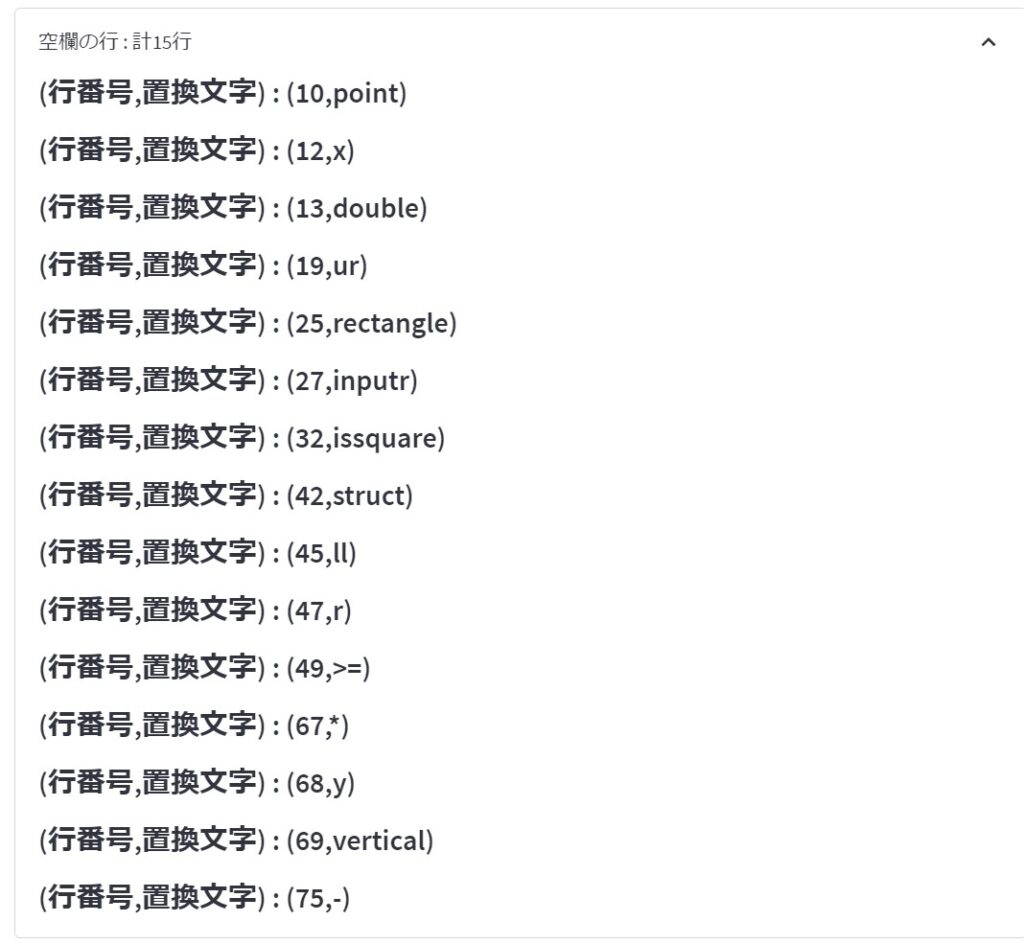 空欄補充問題自動生成採点アプリ：空欄箇所の詳細