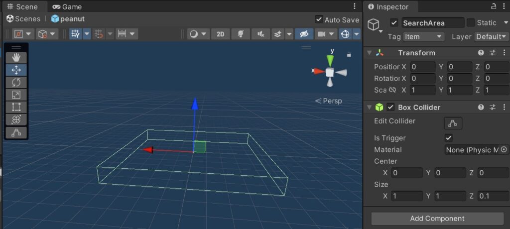 Unity;アイテムプレハブの検知エリアを10倍に拡張.