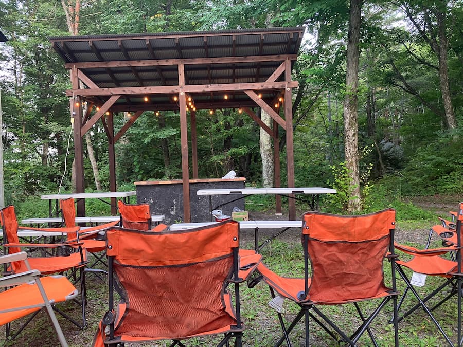北軽井沢ピックルボール山荘ラリー BBQセッティング