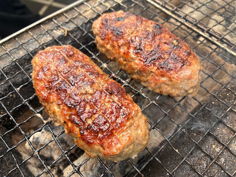 究極バーグ改造in2025/9：炭火焼き完了